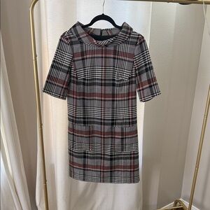 Trina Turk Black, White and Red Plaid Shift Dress